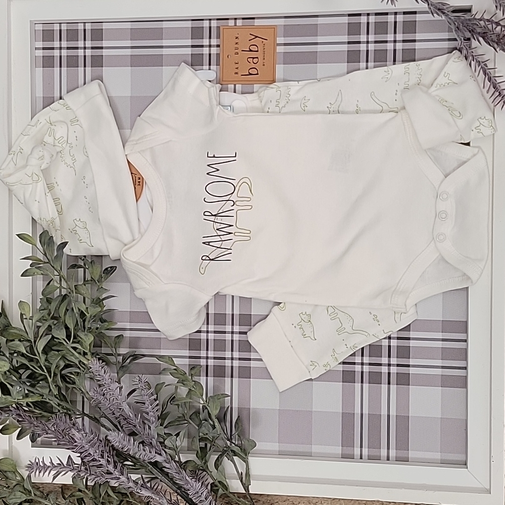 Rae Dunn baby 3 - 6 month Rawrsome 3 Piece Set